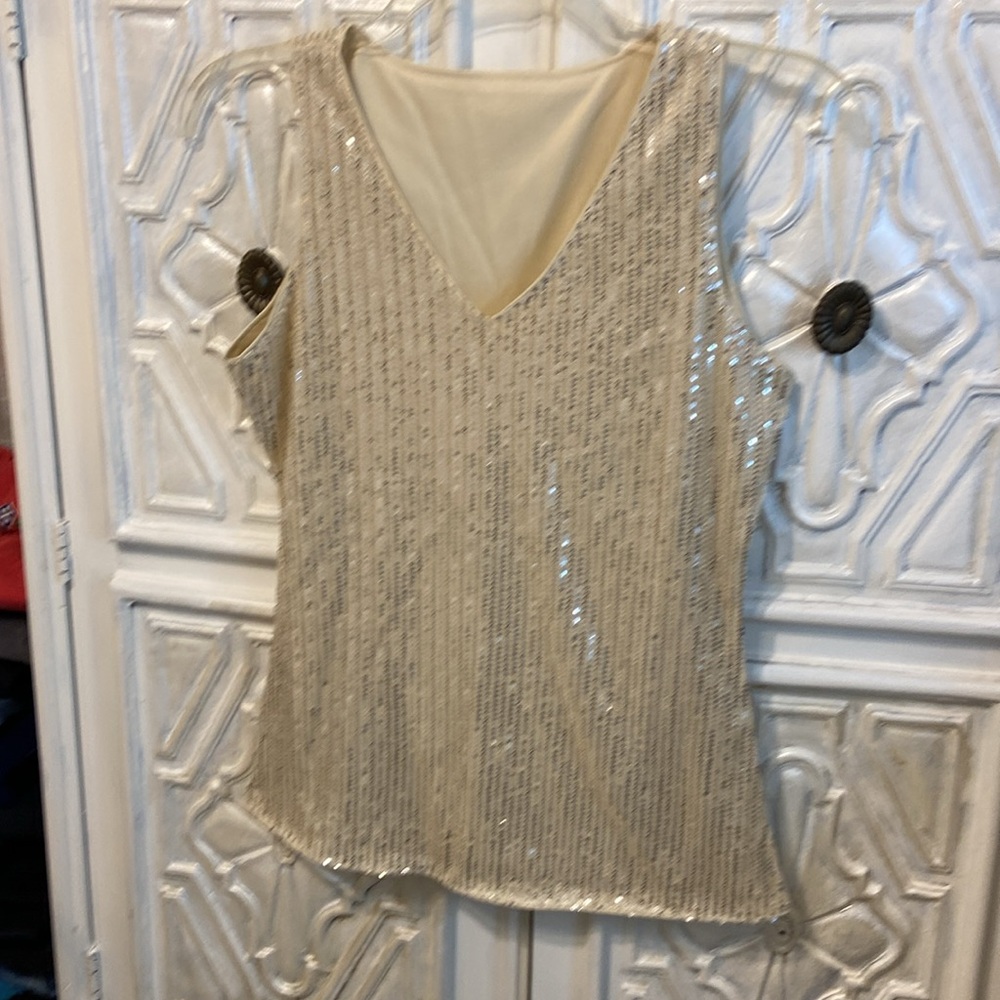 Elegant Cream Sequin Women's Top